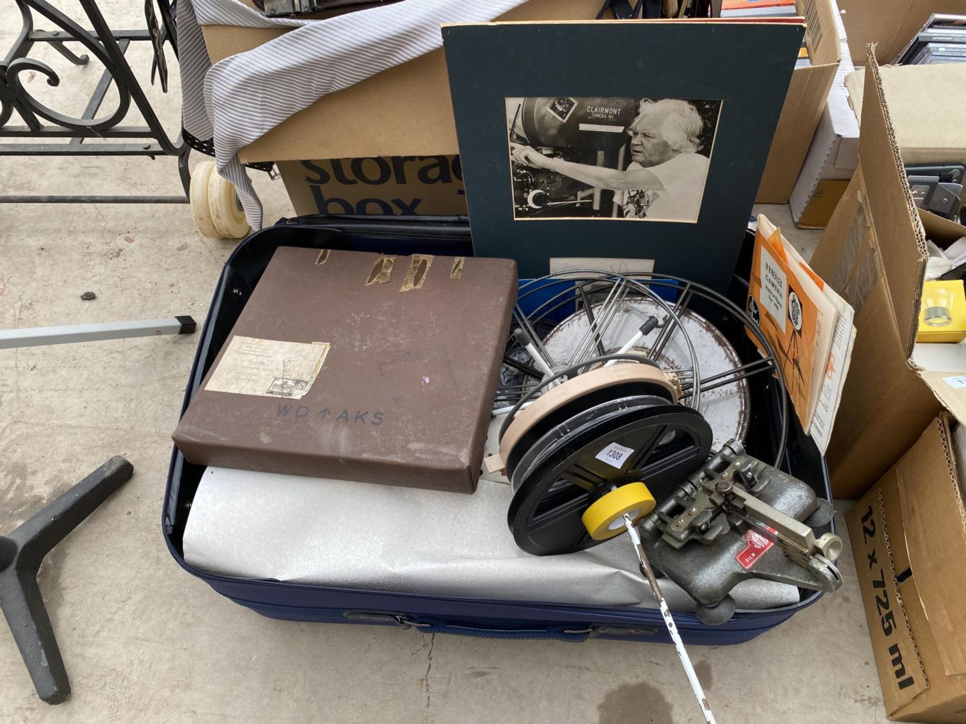 AN ASSORTMENT OF ITEMS TO INCLUDE FILM REELS AND PHOTOGRAPHS ETC