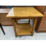 A MODERN OAK LAMP TABLE, 21" SQUARE, WITH UNDERTIER