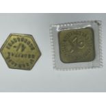 TWO TOKENS FROM ST EDWARDS HOSPITAL CHEDDLETON 2/- AND A 4/-