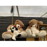 AN ASSORTMENT OF LARGE PLUSH TEDDY BEARS