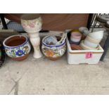 AN ASSORTMENT OF CERAMIC PLANTERS AND A JARDINAIRE ETC