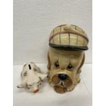 TWO PRICE BROTHERS ITEMS TO INCLUDE A DOG BISCUIT BARREL AND A PIG MONEY BOX