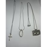 THREE MARKED SILVER NECKLACES AND PENDANTS