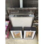 AN ASSORTMENT OF FRAMED PRINTS AND EMPTY PICTURE FRAMES