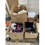 AN ASSORTMENT OF HOUSEHOLD CLEARANCE ITEMS TO INCLUDE CLOTHES AND A LARGE MAP ETC