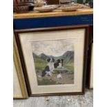 A SIGNED LIMITED EDITION PRINT OF THREE COLLIE DOGS TITLED 'THE APPRENTICE' 60/850 SIGNED VAL C WEST