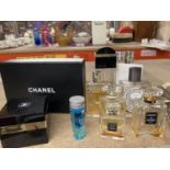 A QUANTITY OF PART BOTTLES OF PERFUME AND AFTERSHAVE TO INCLUDE CHANEL PLUS PART POT OF COCO