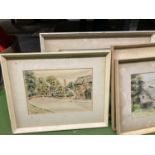 FIVE FRAMED WATERCOLOUR PAINTINGS OF COTTAGES, BARNS, ETC SIGNED R E COOPER