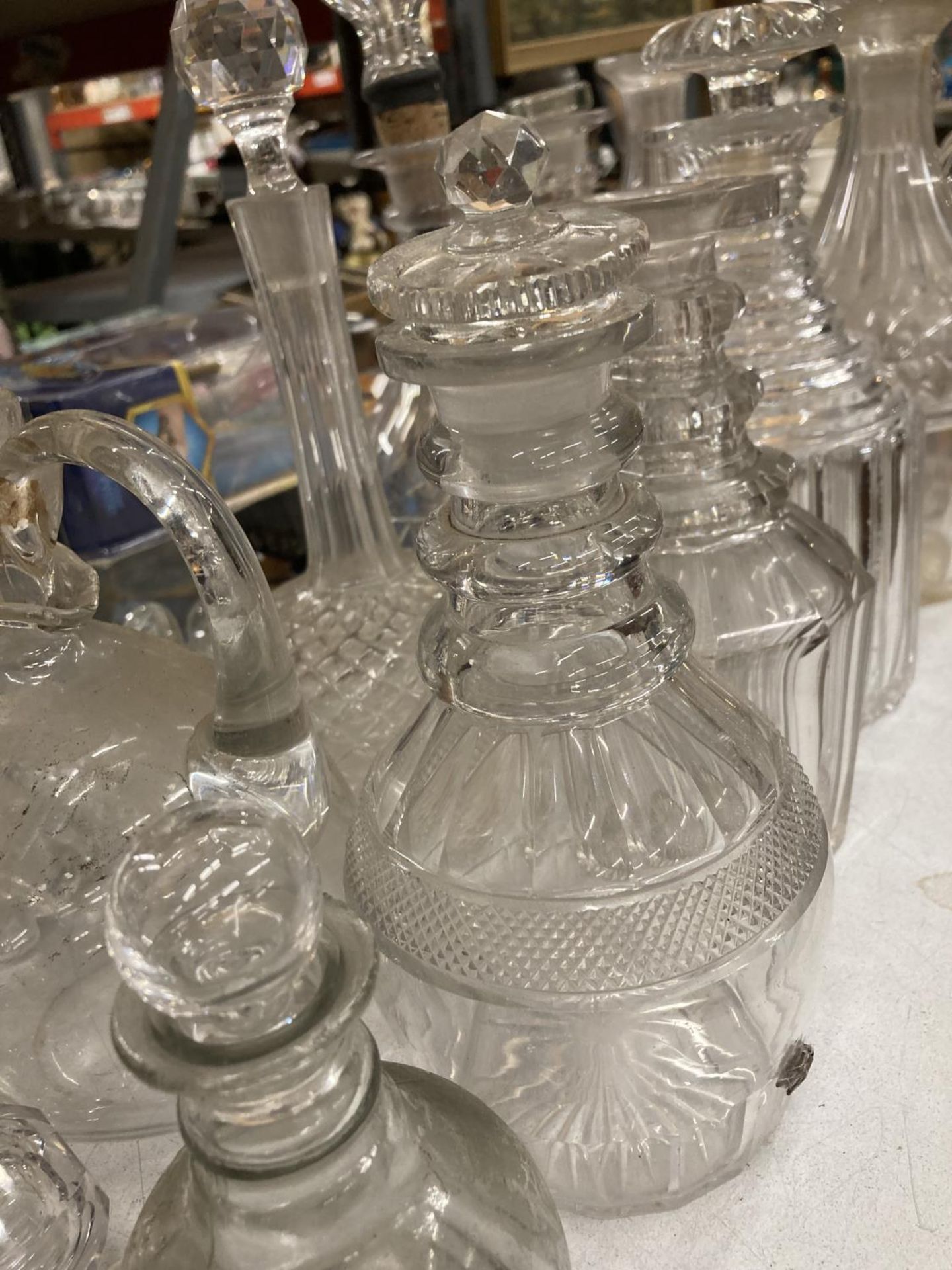 A QUANTITY OF VINTAGE DECANTERS PLUS AN AMOUNT OF DECANTER STOPPERS - Image 2 of 4