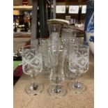 A QUANTITY OF GLASSES TO INCLUDE WINE, SHERRY, PORT, ETC