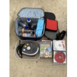 AN ASSORTMENT OF ITEMS TO INCLUDE A CAR CLEANING KIT, A COMPRESSOR AND DVDS ETC
