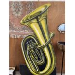 A LARGE MDF TUBA SCENE PROP (H:8FT APPROX)
