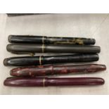 A QUANTITY OF FOUNTAIN PENS TO INCLUDE THREE CONWAY STEWARTS WITH14CT GOLD NIB, A WATERMAN'S WITH