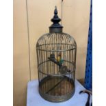 A LARGE VINTAGE BRASS PARROT/BIRD CAGE HEIGHT APPROXIMATELY 100CM
