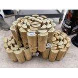 THREE ROLLS OF HALF ROUND WOODEN LAWN EDGERS