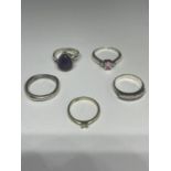 FIVE VARIOUS SILVER RINGS