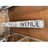 A VINTAGE METAL 'WESTFIELD AVENUE' ROAD SIGN