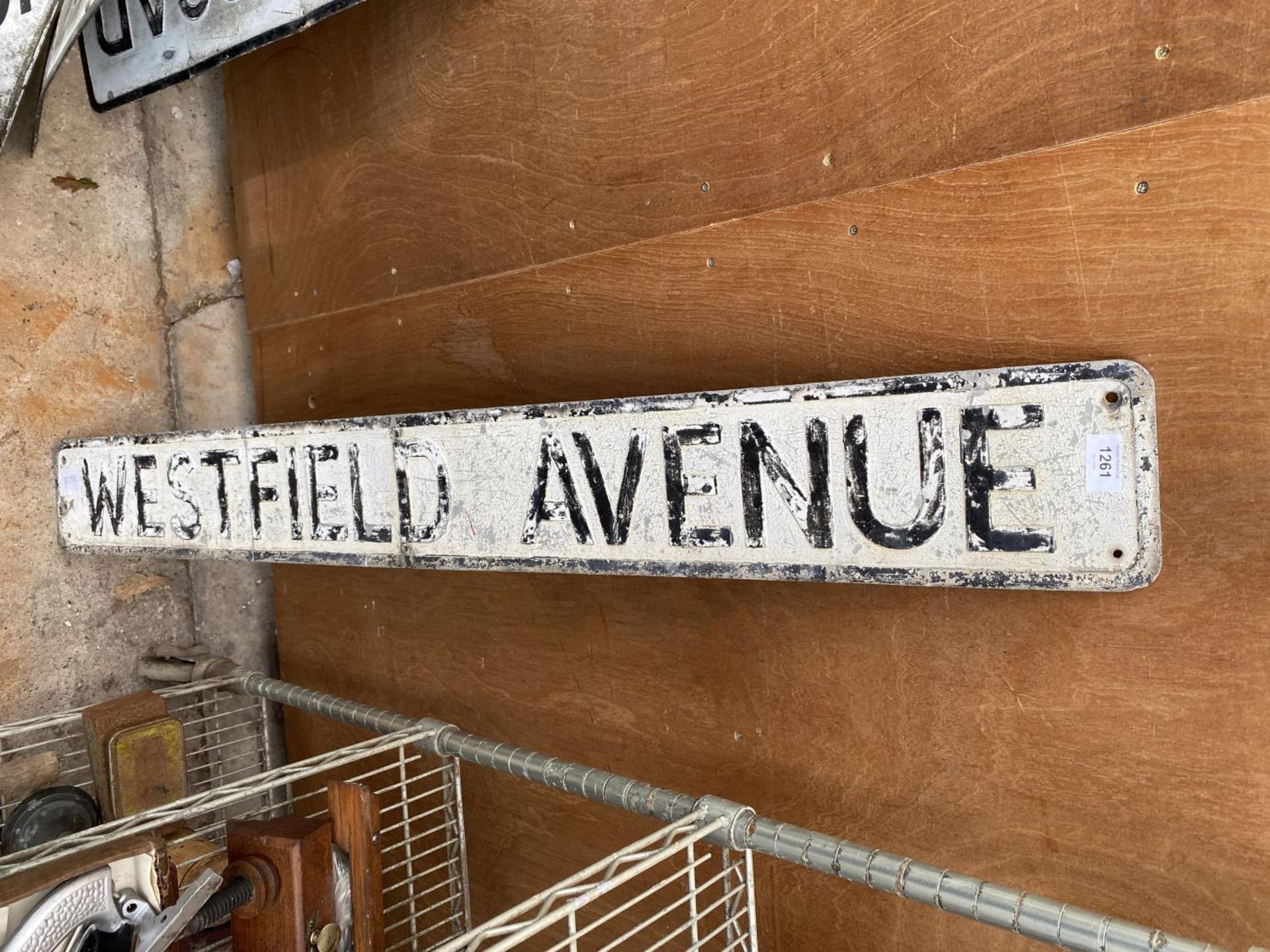 A VINTAGE METAL 'WESTFIELD AVENUE' ROAD SIGN