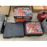 THREE VARIOUS BLACK AND DECKER POWER TOOLS TO INCLUDE A 1300W CIRCULAR SAW, A 4 IN 1 SANDER AND A