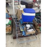 AN ASSORTMENT OF HOUSEHOLD CLEARANCE ITEMS TO INCLUDE CLOTHES AIRERS AND A GRAPHIC EQUALISER ETC