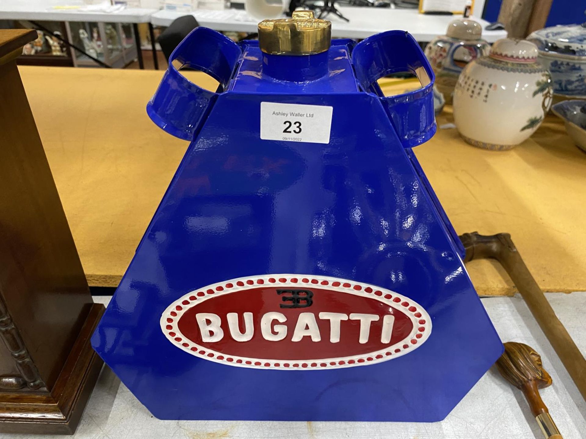 A METAL 'BUGATTI' PETROL CAN