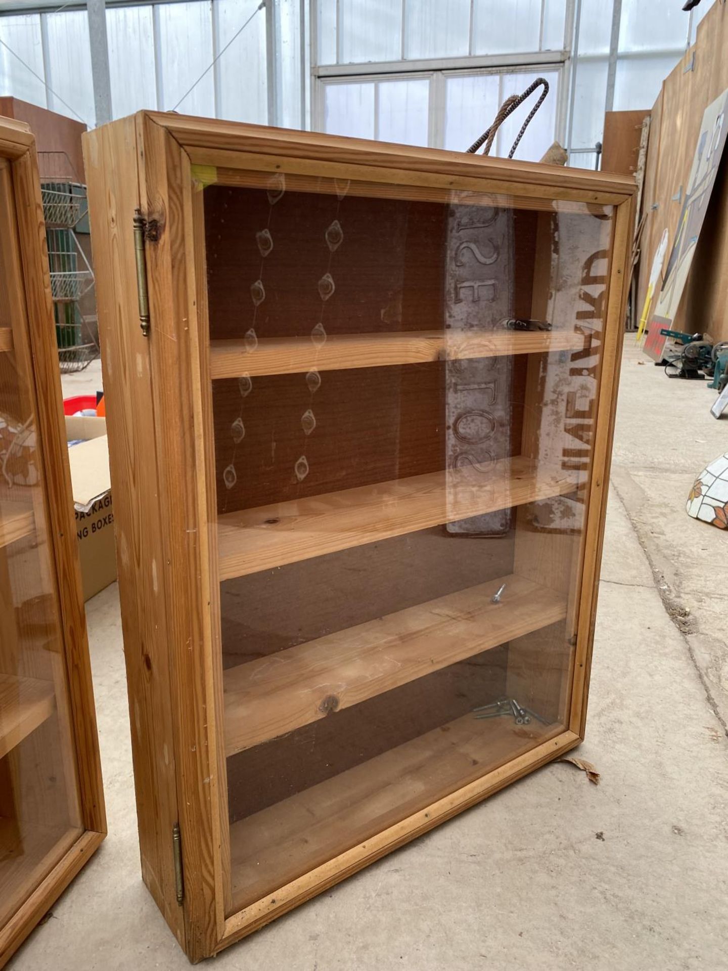 A PAIR OF PINE DISPLAY CABINETS WITH PERSPEX FRONTS - Image 2 of 3