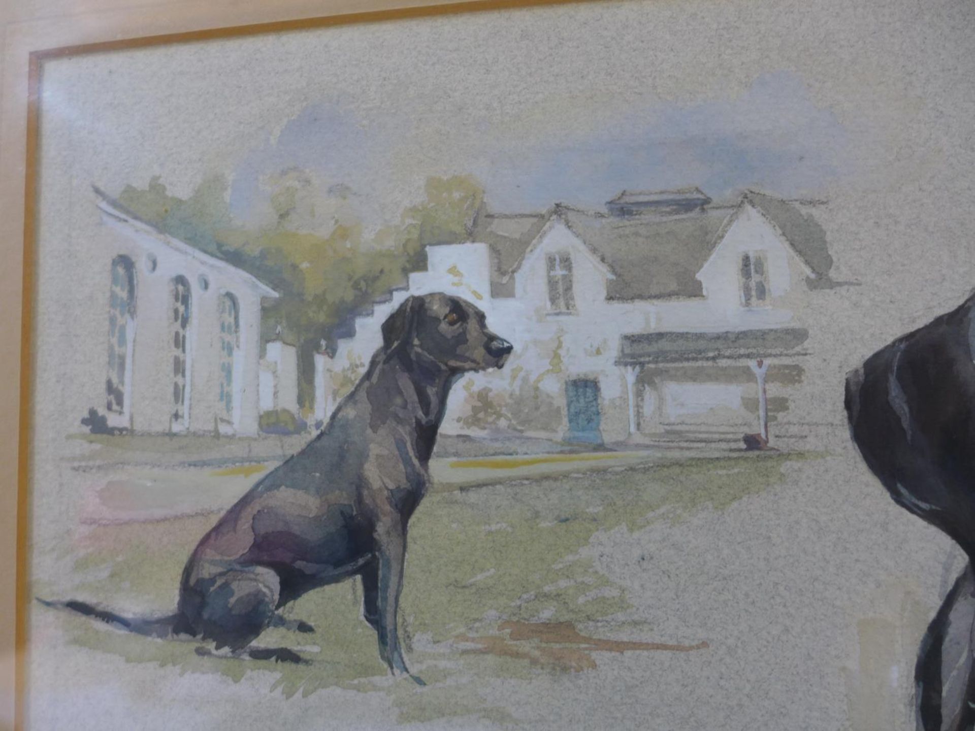 BIDDY GREENWOOD (BRITISH, 20TH CENTURY) 'SASHA' VIGNETTE OF A BLACK LABRADOR IN COUNTRYSIDE SETTING, - Image 3 of 4