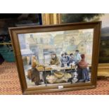 FISHERWOMEN IN A HARBOUR SCENE, OIL ON BOARD, BEARS INITIALS D.J.T. AND DATED 96, 45X55CM, FRAMED