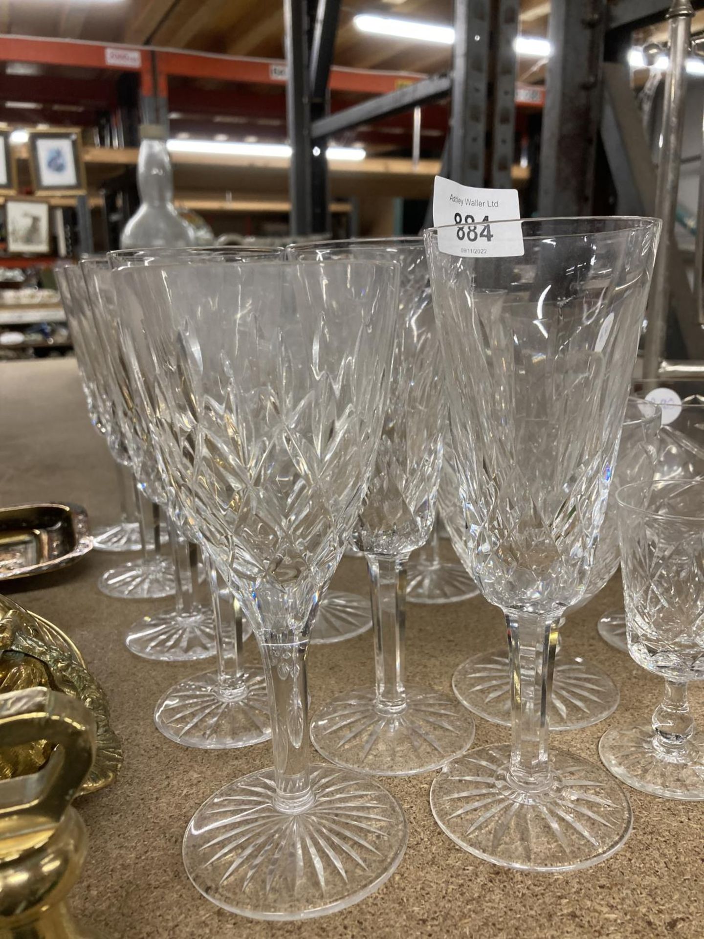 A COLLECTION OF CUT GLASS GLASSES TO INCLUDE CHAMPAGNE FLUTES, WINE, SHERRY, ETC - Image 2 of 4