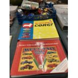 VARIOUS TOY CARS TO INCLUDE DIECAST CORGI, MATCHBOX, OXFORD ETC AND TWO BOOKS THE GREAT BOOK OF