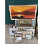 A LARGE ASSORTMENT OF FRAMED PRINTS AND PICTURES