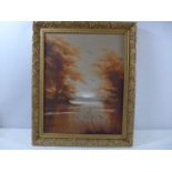 TOM GOWER (BRITISH, BORN 1938), LAKE VIEW, OIL ON CANVAS, SIGNED, 50X39CM, FRAMED