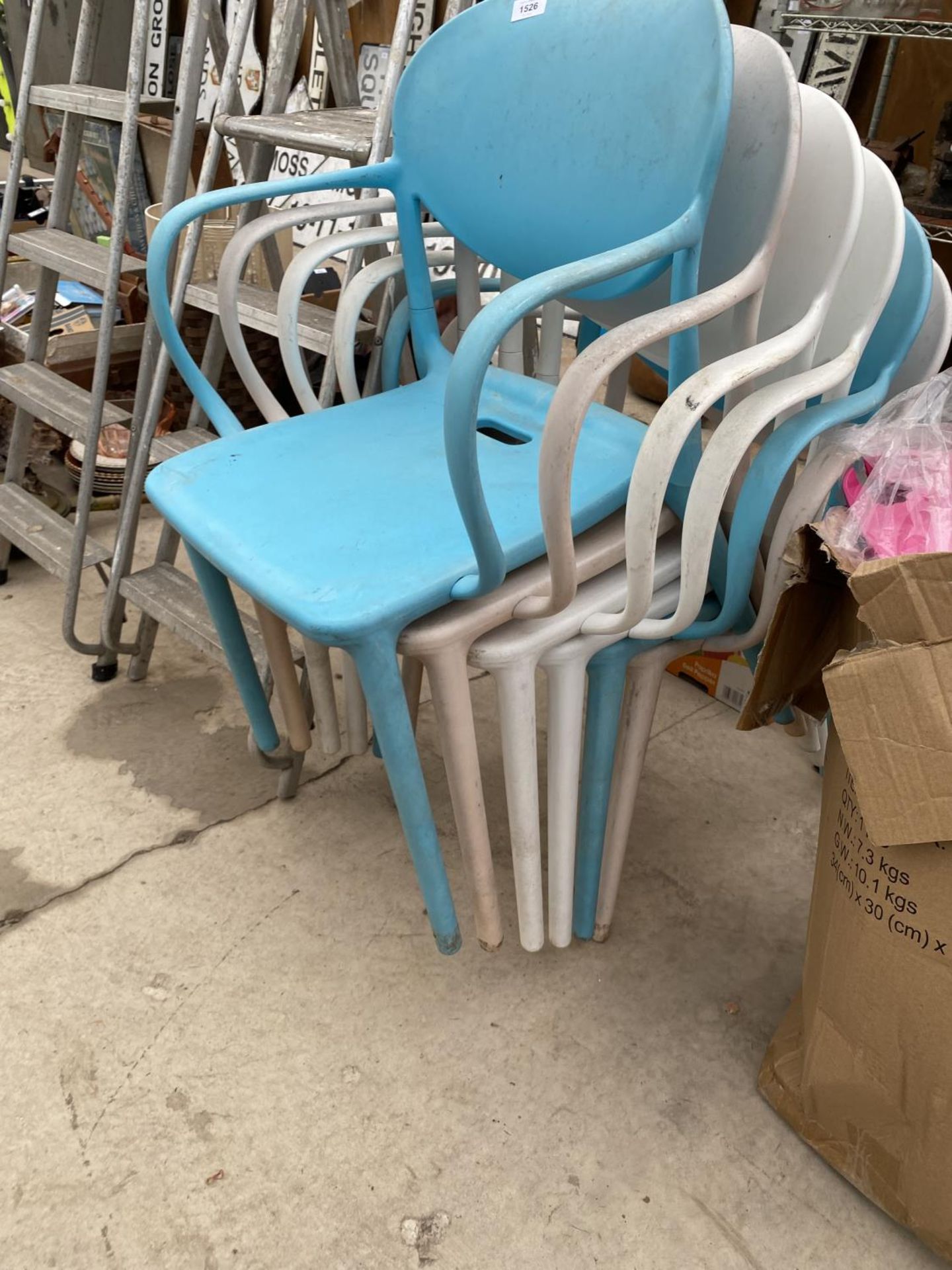 SIX HARD PLASTIC STACKING CHAIRS - Image 2 of 2