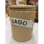 A STONEWARE LIDDED SAGO POT