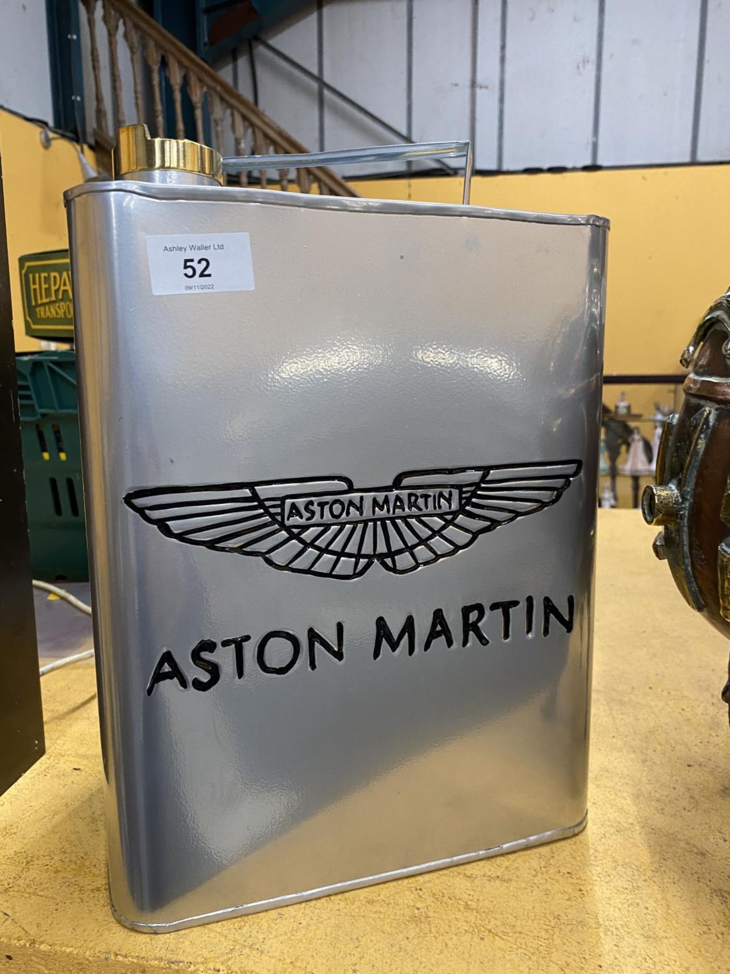 A METAL ASTON MARTIN PETROL CAN