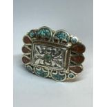 A LARGE SILVER NAVAJO STYLE RING
