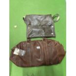 TWO BROWN LEATHER BAGS, ONE PETER CHRISTIAN IN A SATCHEL STYLE WITH LONG STRAP AND A ROWALLAN TRAVEL