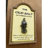 A VINTAGE STYLE 'THE OLD SALT' FRAMED ADVERTISING BOARD