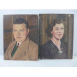 A. MCDOWALL (BRITISH, 20TH CENTURY) PAIR OF 1940'S MALE AND FEMALE PORTRAITS, OIL ON BOARD,