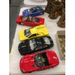 FOUR MAISTO AND ONE BURAGO LARGE DIE-CAST SPORTS CARS TO INCLUDE BMW, LAMBORGHINI, ETC