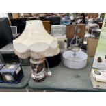 A CERAMIC VASE TABLE LAMP AND TWO CEILING LIGHT FITTINGS