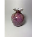 A VINTAGE ISLAND STUDIO PINK GLASS PAPERWEIGHT