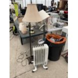 AN ASSORTMENT OF ITEMS TO INCLUDE A VAX VACUUM CLEANER, A FLOOR LAMP AND A HEATER