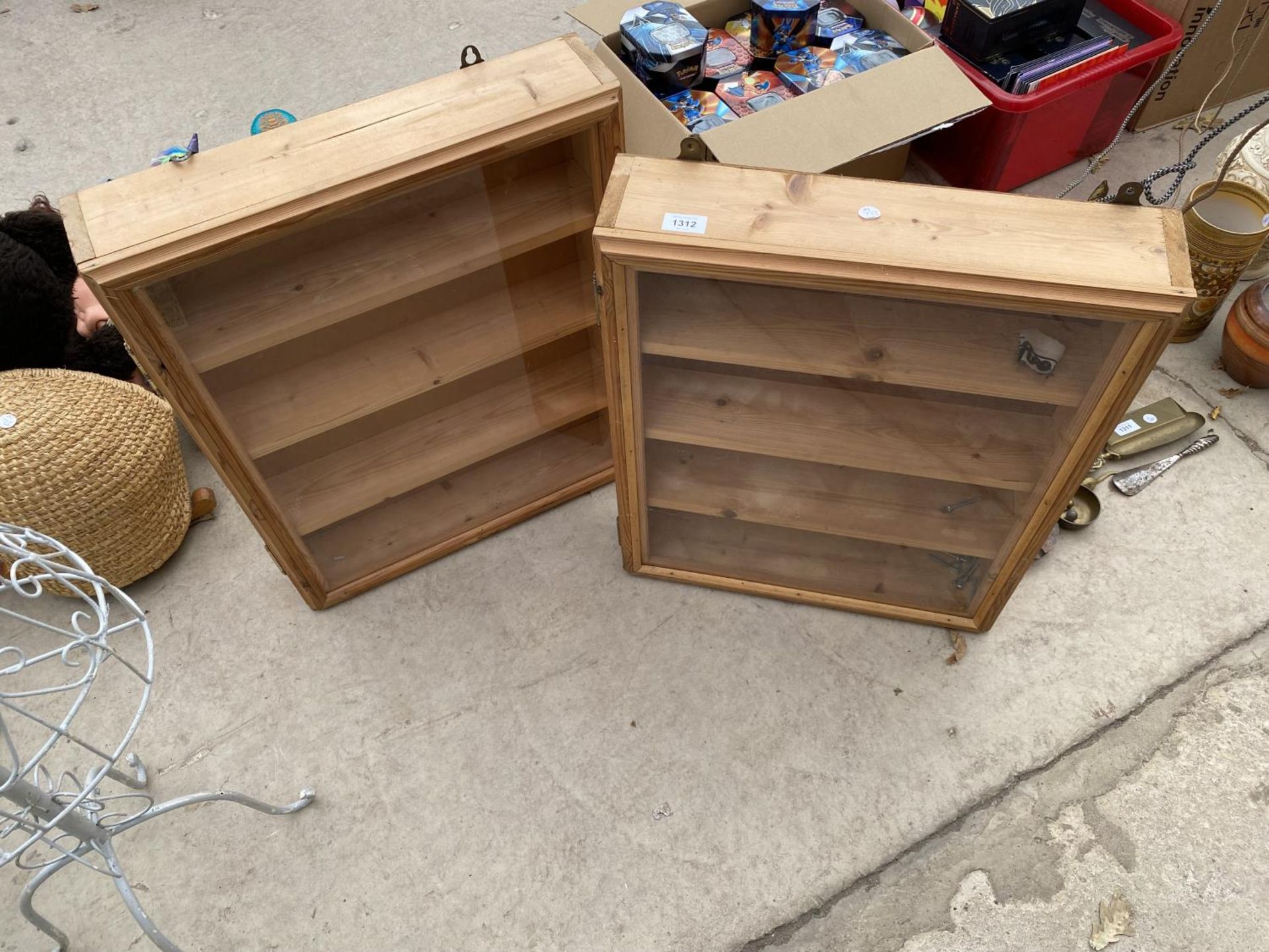 A PAIR OF PINE DISPLAY CABINETS WITH PERSPEX FRONTS