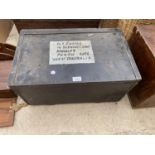 A VINTAGE WOODEN JOINERS CHEST CONTAINING AN ASSORTMENT OF TOOLS TO INCLUDE AN ENGINEERS STAND,