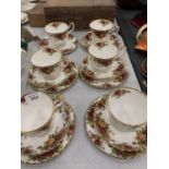 A COLLECTION OF ROYAL ALBERT 'OLD COUNTRY ROSES' CUPS, SAUCERS AND SIDE PLATES - 1ST QUALITY