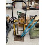 A SACK TRUCK, A SET OF GARDEN SHEARS AND A FORK