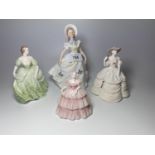 FOUR CERAMIC FIGURES TO INCLUDE THREE COALPORT LADIES - 'MICHELLE', 'PENNY' & 'JENNIFER'