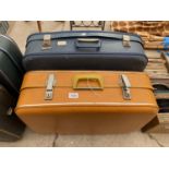 TWO VINTAGE AND RETRO HARD CASED TRAVEL CASES