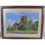 DON WHALLEY (20TH/21ST CENTURY) SAINT CROSS CHURCH, KNUTSFORD, CHESHIRE, WATERCOLOUR, SIGNED AND